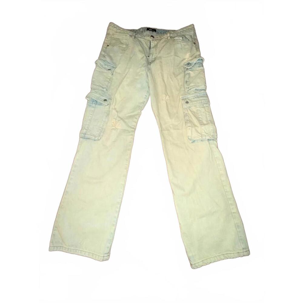 NOVA MEN Light Wash Distressed Cargo Pants